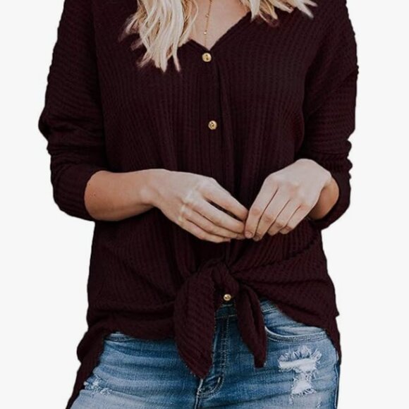 New Long Sleeve Button Down Shirts wine Red XXL - Picture 3 of 5